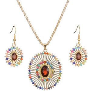 KBRPEY Parure Bijoux Femme Vintage Strass Bohème Collier et Boucle D'oreilles Parure Imprimés en or en or Parure Zirconia Bijoux Ensemble Fantaisie Cadeau Bijoux - Publicité