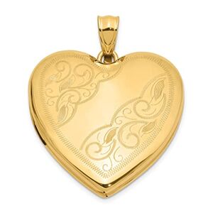 JewelryWeb Collier avec pendentif en forme de cœur en or 14 carats poli 24 mm pour femme, One Size, Métal Métal Métal précieux, Pas de gemme - Publicité