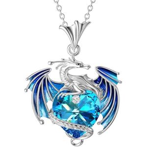 BBAUER Cœur Dragon Pendentif, Collier Avec Pierre De Naissance, Collier Dragon Pour Femme, Pendentif Cou Bleu Violet, Cœur Dragon Pendentif, Dragon Phoenix, Pour Saint Valentin Les Fiançailles Les Femmes Et - Publicité