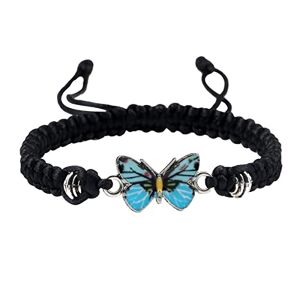 Generic Bracelets papillon pour adolescentes et filles Bracelet papillon réglable pour femme Joli bracelet à breloques papillon Collier fantaisie, taille unique, Câble métallique - Publicité