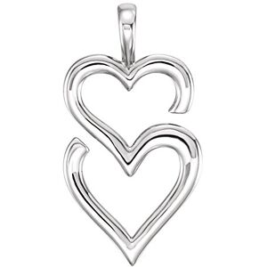 JewelryWeb Collier avec pendentif double cœur en argent sterling 925 pour femme, 2.47, Métal Argent Argent sterling, Pas de gemme - Publicité