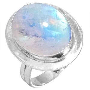 Jeweloporium Blanc Naturel Pierre de lune arc-en-ciel Bague en argent sterling 925 pour femme Gemme victorien Bague en argent Taille 65 Noël Cadeau Fait main Bijoux - Publicité