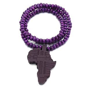 Ztexkee Collier avec pendentif carte de l'Afrique en bois Collier hip-hop pour homme - Publicité