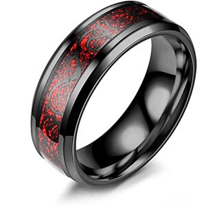 Fogcroll Bague pour homme Motif dragon unique Créatif brillant Bague large pour homme Noir et rouge US 13, US 13, Acier inoxydable, Pierre secondaire - Publicité