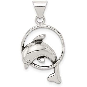 JewelryWeb Collier avec pendentif en forme de dauphin en argent sterling 925 poli massif et poli 28 x 15 mm de large Bijoux pour femme, One Size, Métal Argent Argent sterling, Pas de gemme - Publicité