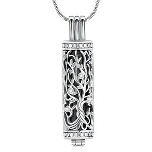 Minicremation Collier avec pendentif urne funéraire avec fiole cylindrique creuse Bijou funéraire pour cendres Pour homme et femme, Acier inoxydable Zircone cubique Pierre, Zircon Diamant Ambre - Publicité