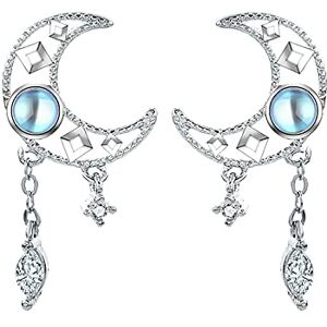 WIPPWER Boucles d'oreilles Packs for femmes cadeau c-ubic mariage argent lune mode en forme de bijoux boucles d'oreilles goutte boucles d'oreilles zircone la fête - Publicité