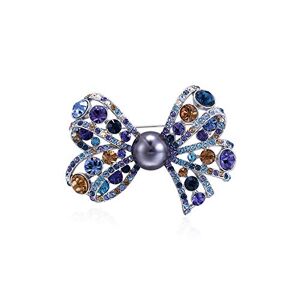 AIRAU Broche avec nœud papillon pour femme, broche en perles, accessoires de corsage élégants pour femme, épingles à manteau, cadeaux pour petites amies et épouses (AA) - Publicité