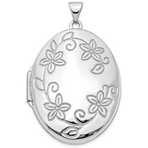 JewelryWeb Collier avec pendentif médaillon ovale en or blanc 14 carats gravable 33 mm pour femme, One Size, Or Métal Or blanc, Pas de gemme - Publicité