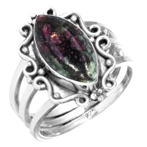 Jeweloporium Rouge Naturel Eudialyte Bague en argent 925 pour femme Gemme Fait main Bague en argent Taille 55 Pâques Cadeau Cocktail Bijoux - Publicité