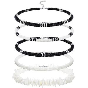 Morfetto Collier Surfeur pour Hommes Collier Coquillage Puka Collier Ras du Cou pour Hommes Collier de Perles de Plage Hawaïenne Collier Ras du Cou Coquillages Pookah W-35CM - Publicité