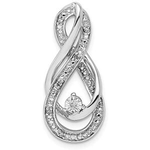 JewelryWeb Collier avec pendentif en argent sterling 925 poli avec symbole infini et dos ouvert, mesure 25 x 10,5 mm de large, bijou pour femme, one-size, Diamant Métal Argent, Diamant - Publicité