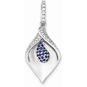 JewelryWeb Collier avec pendentif en argent sterling 925 poli blanc et bleu CZ cubique imitation diamant mesurant 33 x 14,75 mm de large, bijou pour femme, one-size, Zircone cubique Métal Zircone cubique Pierre - Publicité