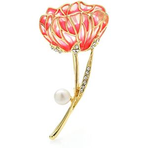 AIRAU Broche épinglette bijoux de fête de mariage broches en émail pour femmes unisexe perle belle fleur fête bureau broche broches cadeaux (Orange A) - Publicité