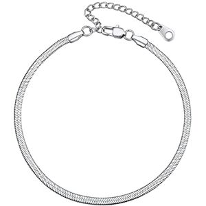 Bestyle Bracelet de Cheville Serpent Homme Femme Chaine Cheville Largeur 3MM Acier Inoxydable Argent 22cm+5cm - Publicité