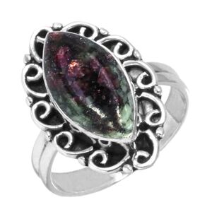 Jeweloporium Rouge Naturel Eudialyte Bague en argent sterling 925 pour femme Gemme Fait main Bague en argent Taille 67.5 Anniversaire Cadeau Cocktail Bijoux - Publicité