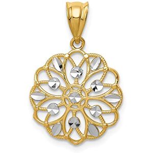 JewelryWeb Collier avec pendentif rond en or jaune 14 carats poli et rhodium brillant mesurant 17 x 15 mm de large Bijoux pour femme, one-size, Métal Doré Métal Rhodium, Pas de gemme - Publicité