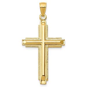 JewelryWeb Collier avec pendentif en forme de croix religieuse en or jaune 14 carats avec dos plat et dos texturé Dimensions : 20,2 x 38,9 mm, One Size, Métal Or jaune Doré Métal Or jaune, Pas de gemme - Publicité