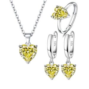 GANDUS Ensemble de bijoux en forme de cœur pour femmes, collier pendentif en forme de cœur en Zircon, boucles d'oreilles pendantes en forme de cœur, bague (One Size,C) - Publicité