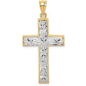 JewelryWeb Collier avec pendentif en forme de croix religieuse en or 14 carats poli et étincelant Dimensions : 39,5 x 19,9 mm de large Bijoux pour femme, One Size, Métal, Pas de gemme - Publicité