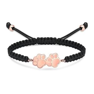 VCCWYQK Bracelet urne d'empreintes de pattes pour cendres pour chien Réglable Double crémation Corde tressée Urne commémorative Bijou, Acier inoxydable, No Gemstone - Publicité