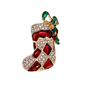 Generic Cadeau de bas de Noël avec strass Broche de Noël pour enfants Boutons en grappe de perles, taille unique, Métal - Publicité