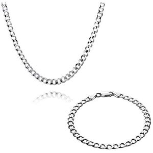 STERLL Homme Ensemble de Bijoux Collier et Bracelet Argent 925 Écrin Cadeau D'affaires - Publicité