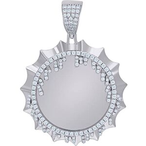 JewelryWeb Collier avec pendentif en argent sterling 925 et oxyde de zirconium cubique imitation diamant pour homme Dimensions : 53,8 x 38 mm, One Size, Zircone cubique Métal Zircone cubique Pierre précieuse - Publicité