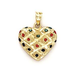 JewelryWeb Collier avec pendentif cœur en émail jaune 14 carats pour femme, One Size, Métal Émail Doré Métal, Pas de gemme - Publicité