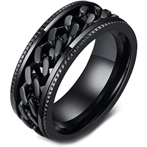 Epinki Bague Anti Stress Acier Inoxydable, 8MM Bague Tournante Chaîne Noir Homme Bague Rotative Taille 62 - Publicité