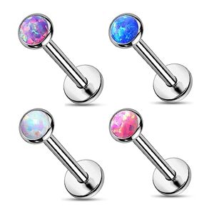 Melighting Flat Back Helix Earring Titane 4pcs 16g Threadless Push-Pin Lèvre Piercing Labret Opale Boucles d'oreilles Cartilage Tragus Piercings Conch Earrings Bijoux Boucles d'oreilles Helix - Publicité