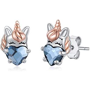 Midir&Etain Boucles d'oreilles licorne 925 en argent sterling hypoallergénique clous de cristal boucles d'oreilles animaux mignons bijoux cadeaux licorne pour femmes filles dames - Publicité