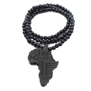 Ztexkee Collier avec pendentif carte de l'Afrique en bois Collier hip-hop pour homme - Publicité