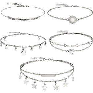 Suyi 5Pcs Chaînes De Chaîne De Cheville De Charme Ajustable pour Les Femmes Sexy Svelte Plage Pied Chaînes Ensemble De Bijoux BSilver - Publicité