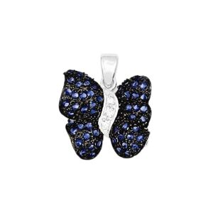 JewelryWeb Collier avec pendentif en argent sterling 925 poli bleu CZ cubique imitation diamant ailes d'ange papillon mesure 23,5 x 19 mm de large bijoux pour femme, one-size, Zircone cubique Métal Zircone - Publicité