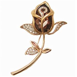 ACRUZ Broche de bijoux pour femmes, broche de fleur de Rose en cristal, en alliage de strass, broches en or Rose, cadeau d'anniversaire, accessoires de vêtement - Publicité