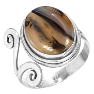 Jeweloporium Multicolore Naturel Agate du Montana Bague en argent sterling 925 pour femme Pierre Précieuse Fait main Bague en argent Taille 52 Pâques Cadeau Cocktail Bijoux - Publicité