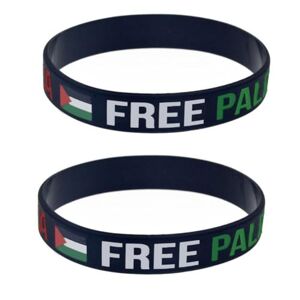 SHUZHENG Lot de 2 bracelets avec drapeau de la Palestine « I Stand with Palestine » Bracelet en caoutchouc de silicone pour homme, Plastique, Pas de gemme - Publicité