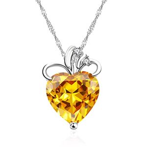 Uloveido N437 Collier avec pendentif en forme de cœur plaqué or blanc pour femme, Métal Cristal, Zircone cubique - Publicité