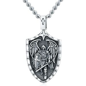 TOUPOP Collier avec pendentif en forme d'archange Saint Michel En argent sterling Pour homme et femme, Argent sterling - Publicité