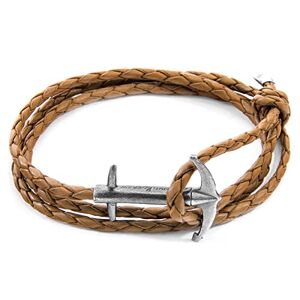 ANCHOR & CREW Bracelet Ancre Admiral Argent Et Cuir Tressé Marron Clair Homme Taille Unique - Publicité