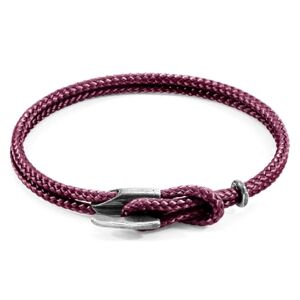 ANCHOR & CREW Bracelet Padstow Argent Et Corde Violet Aubergine Homme 21cm - Publicité