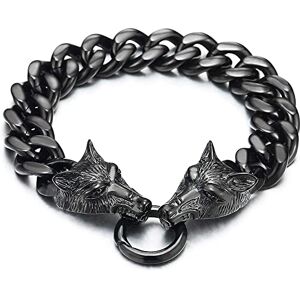 PBTMCD Bracelet Manchette Pour Homme Fenrir Wolf, Acier Titane Solide Fait Main Poignet Punk Biker Amulette Païen Scandinave Bague Bras Chaîne Byzantine Viking Bijoux,Noir,22cm - Publicité