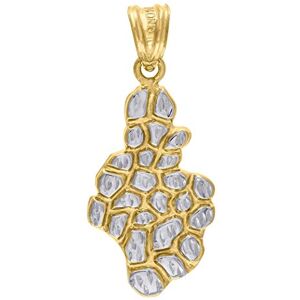 JewelryWeb Collier avec pendentif pépites en or 10 carats pour homme 34,2 mm x 14,6 mm - Publicité