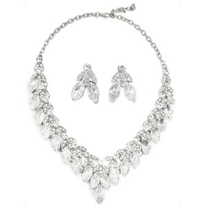 KONFEN Parure Bijoux Femme, Strass Cristal Feuille Bijoux Mariage, Parure Femme Ensemble Collier Boucle d'oreilles Parures de Mariée pour Femmes et Filles (Blanc) - Publicité