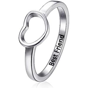 ORAZIO Bague coeur personnalisée pour meilleur ami Bague d'amitié en argent sterling 925 avec cœur gravée gratuitement Cadeau d'anniversaire de Noël et de fête pour votre meilleur ami Taille 7 - Publicité