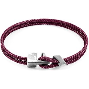 ANCHOR & CREW Bracelet Brixham Argent Et Corde Violet Aubergine Homme 19cm - Publicité