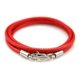 YAGNYUOG Acier inoxydable noir fermoir mousqueton cuir ciré tressé corde cordon collier hommes femmes bijoux cadeau tour de cou longue chaîne sur le cou-rouge 1,5 mm-45 cm - Publicité