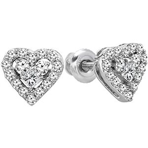 Dazzlingrock Collection 0,55 Carat (ctw) Ronde et Princesse Blanc Diamant en Forme de Coeur Boucles d'oreilles 1/2 CT, Blanc 14k - Publicité