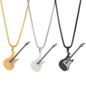 BISONBLUE Collier Femme Pendentif Chaîne Filles Cadeau Necklace Guitare Pendentif Breloque Hommes Collier Hip Hop Punk Accessoires Fête Noir - Publicité